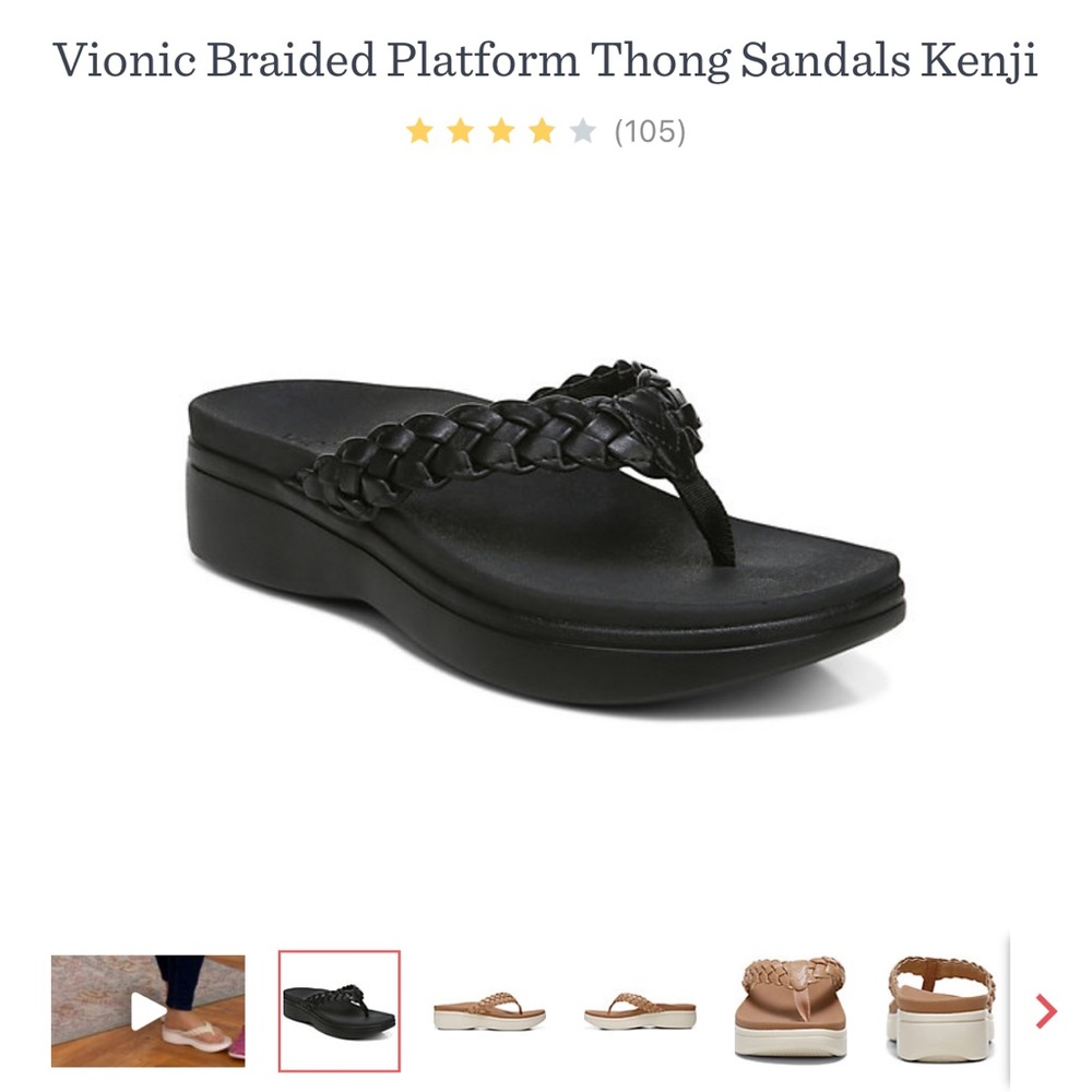 Bionic Braided Platform Thong Sandals black 8.5